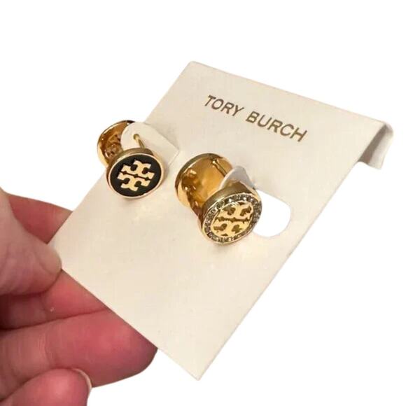 ✨ Tory Burch White & Black Reversible Crystal Stud Earrings – 2 Looks in 1! ✨ - Picture 1 of 4